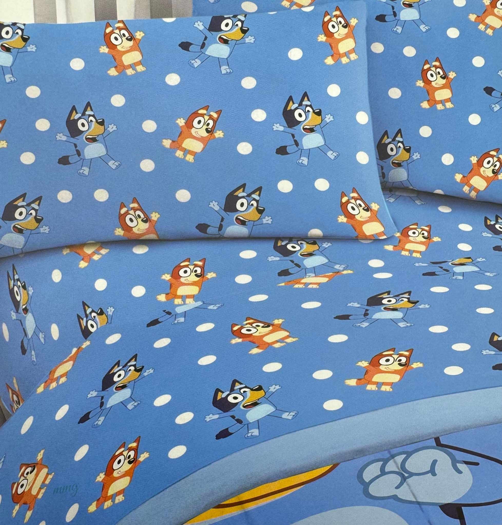 Bluey Blue Polka Dots Twin Sheet Kids Set, 3 Pieces