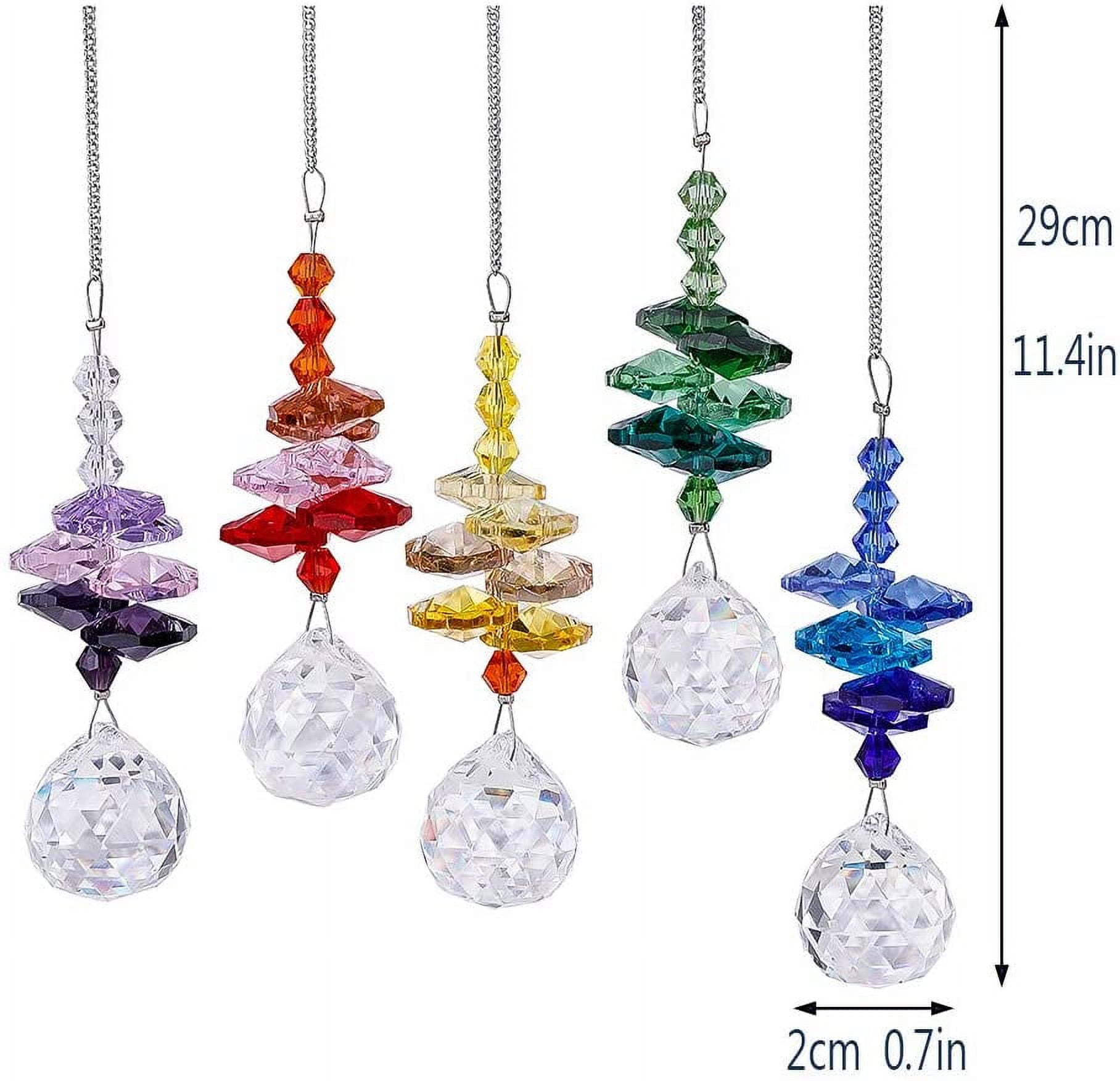 H&D HYALINE & DORA Pack 3pcs Suncatcher Hanging 30mm Crystal Ball with  Agate Slices Wind Chimes Ornaments Decor for Window Home Garden