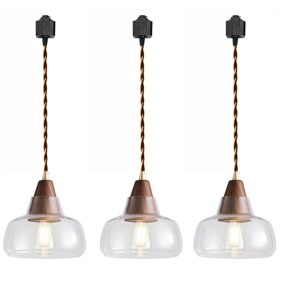 Kiven H Track Pendant Lightning, 3 Lights Modern H Track Lighting Glass Pendant Lights with Glass Shade,E12 Socket(Bulb Not Included)