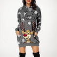 thumbnail image 2 of Robe Formelle Imprimée de Noël pour Femmes Automne 2025, Chandail à Capuche à Manches Longues, Robe Décontractée avec Poche, Chandail à Capuche, 2 of 6