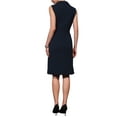 thumbnail image 3 of Vestido de lápiz sin mangas para mujer INSPIRE CHIC con solapa muesca, vestido formal de trabajo en color azul marino, 3 of 5
