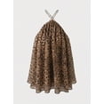 thumbnail image 6 of Khaki Leopard Print Chiffon Backless Mini Dress For Party Vacation Casual Wear, 6 of 8