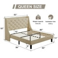 thumbnail image 3 of Virans Queen Bed Frame with 16" Deluxe Wingback & Charging Station, Upholstered Platform Bed with Button Tufted Storage Headboard,Beige, 3 of 9