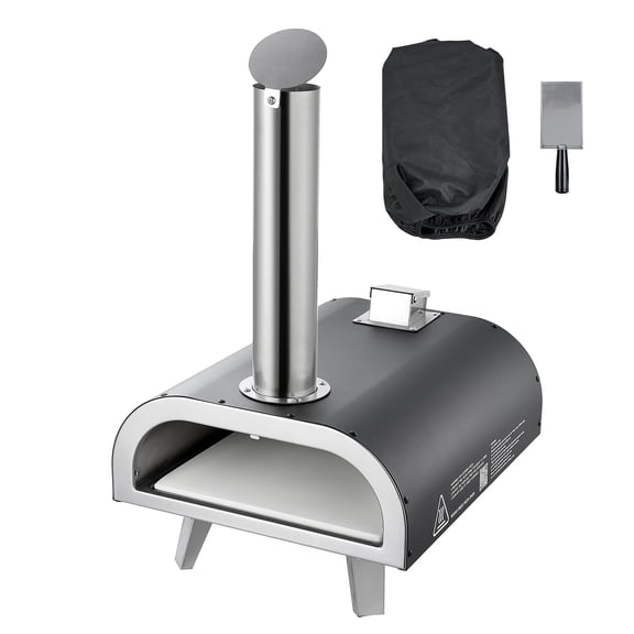 KFFKFF Outdoor Pizza Oven, 12-Inch Wood-Fired Pizza Cooker, Pellet-Fueled Stove with Built-In Thermometer, Portable Pizza Maker for Backyard, Patio, Camping, Includes Pizza Stone, Carrying Bag