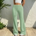 thumbnail image 4 of Flare Sweatpants Women Low Rise Cotton Flared Yoga Pants Drawstring Elastic Waist Stretchy Atheltic Lounge Pants Mint Green L, 4 of 7