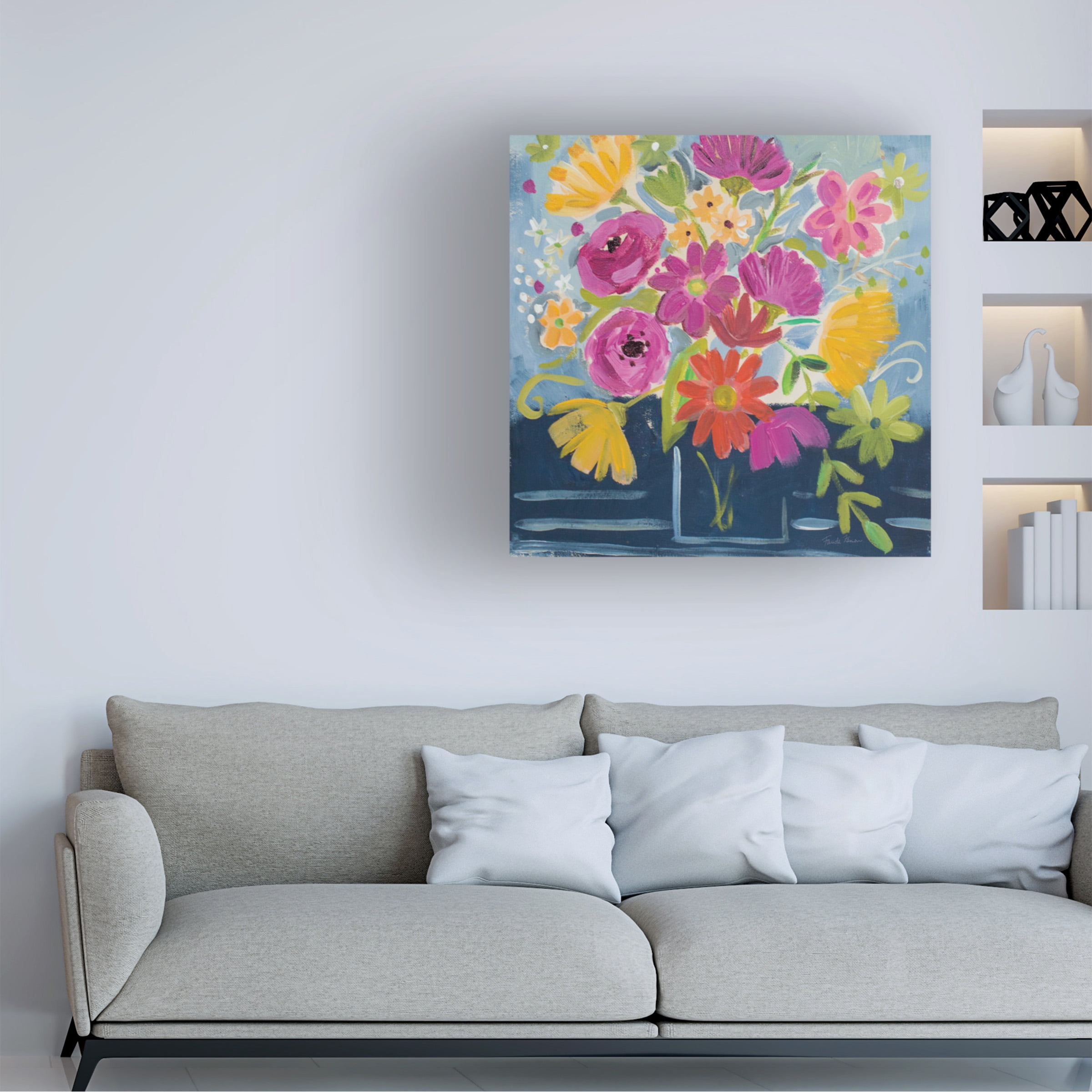 Farida Zaman 'Folk Floral III' Canvas Art