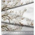 thumbnail image 1 of Soimoi White Moss Georgette Fabric White Floral & Bulbul Bird Print Sewing Fabric BTY 44 Inch Wide, 1 of 3