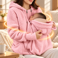 thumbnail image 2 of Pet Pouch Hoodie for Women, Sherpa Fleece Pet Carrier Hoodie with Zippered Kangaroo Pouch, Oversized Warm Sweatshirt with Side Pockets, 2 of 7