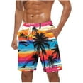thumbnail image 2 of Aueoeo Men's Hawaiian Beach Shorts Lightweight Drawstring Elastic Waist Lounge Short With Pockets for Travel & Sleep, 2 of 5