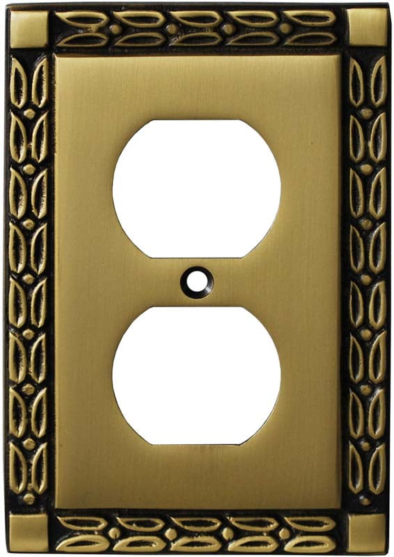 Leaf Hand Aged Antique Brass Outlet Covers