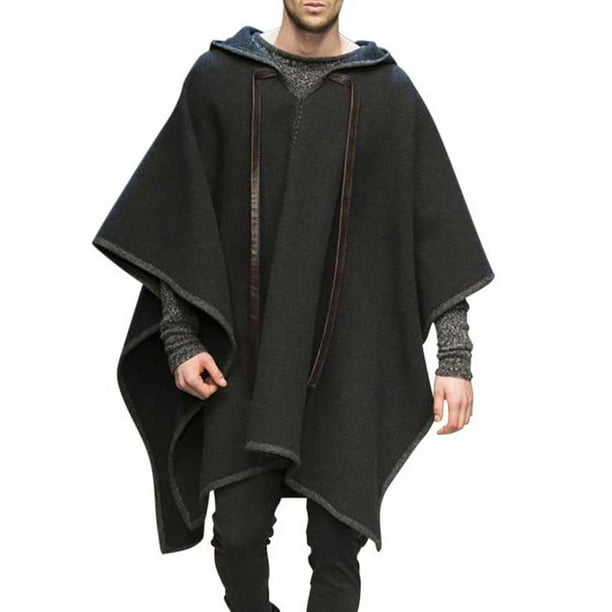 Guardurnaity Manto de moda de otoño frío para hombre, chal con capucha, poncho para vestirse, accesorio para fiesta, trabajo diario, viajes al aire libre Camisetas Guardurnaity AP016523-01