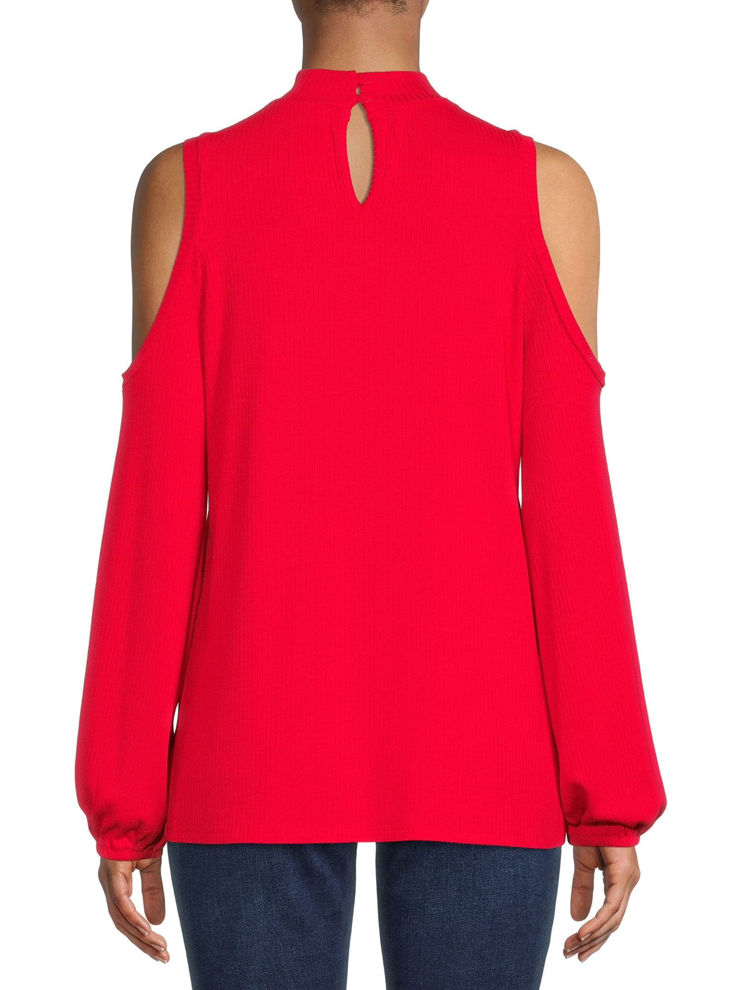 Cyrus Womens Cut-Out Mock Neck Top with Long Sleeves