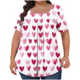 thumbnail image 2 of Women's Plus Size Tops Square Neck Printed Pleated Oversized Tshirts for Women Short Sleeve Loose Blouse Summer Casual Tunic Tops, 2 of 5