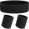 thumbnail image 1 of 3 Piece Set Sweatbands Soft Cotton Sweatbands Sports Headbands Fitness Wristbands Men and Women Gymnastics Running, 1 of 5