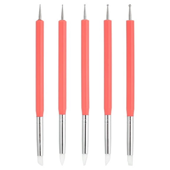 Uxcell Ball Embossing Stylus, Embossing Tracing Stylus Silicone Clay Sculpting Tool Nail Dotting Tool, Pink 5Pack