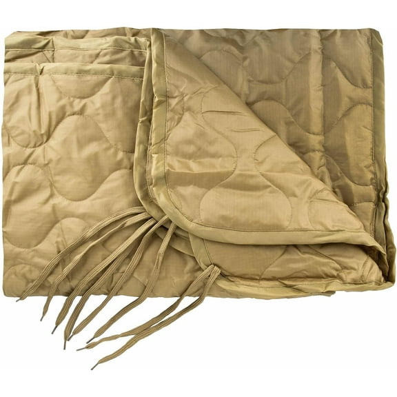 M MCGUIRE GEAR Military Woobie Poncho Liner, Nylon Ripstop Shell, Polyester Insulation, Sleeping Bag, Blanket, Made in USA (Tan 499)