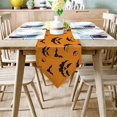 thumbnail image 2 of Halloween W16 X L72 Inch Table Runner 100% Burlap Linen Tabletop Collection for Everyday Dining, Special Occasions or Dinner Parties, Machine Washable Evil Pumpkin and Flying Bats, 2 of 7