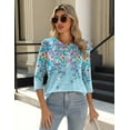thumbnail image 4 of Zeagoo Women Blouses 3/4 Length Sleeve Loose Shirts Cute Spring Summer Blouses Pleated Floral Tunics Crewneck Clothes, 4 of 6