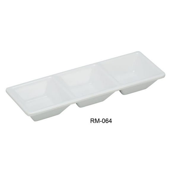 Yanco RM-064 Rome 3-Compartment Dessert Dish, White - Pack of 48