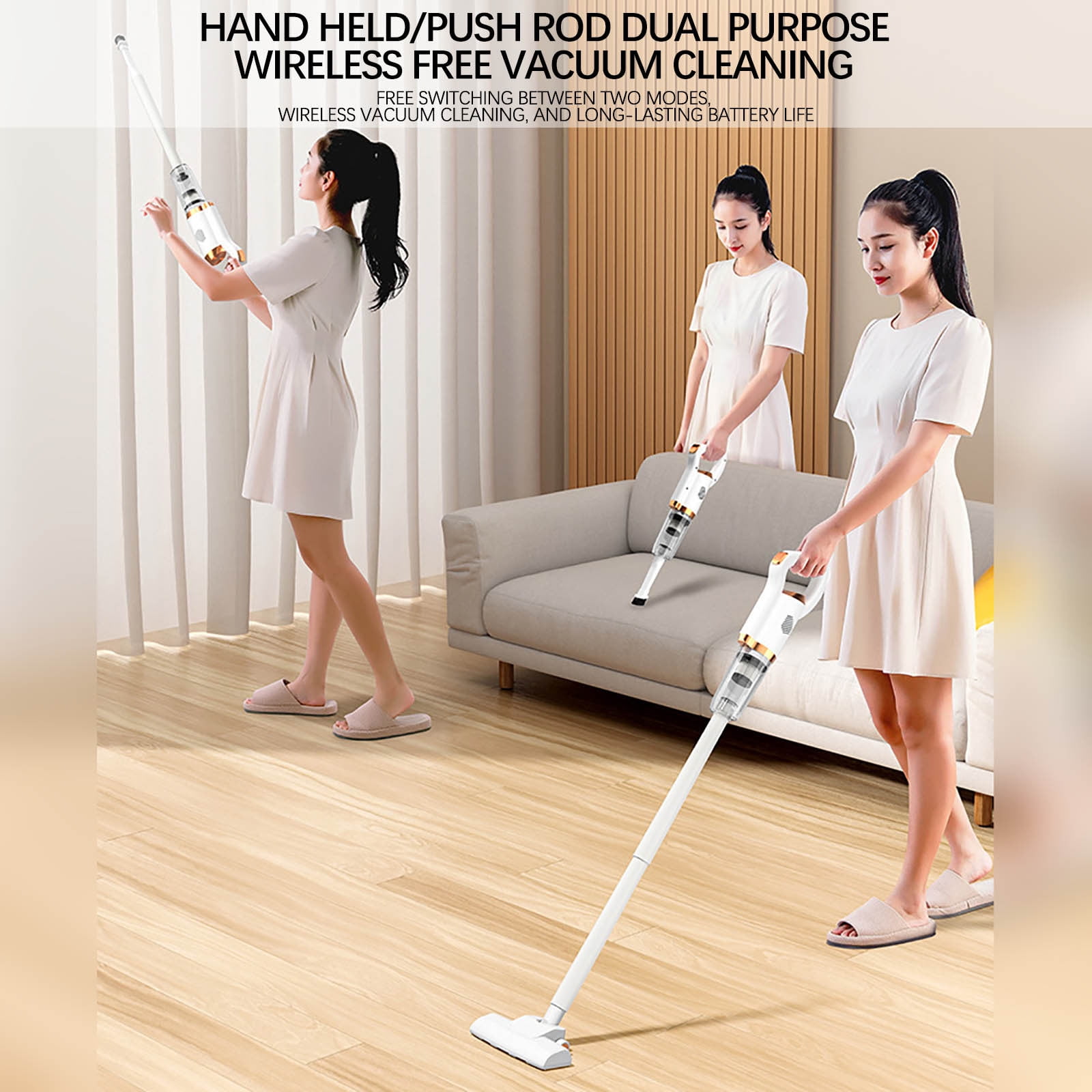 PHIGZNT Cordless Vacuum Cleaner, 500W Powerful Suction Stick Vacuums with 60min Runtime Lightweight Handheld Vacuums for Pet Hair, Home, Car White One Size