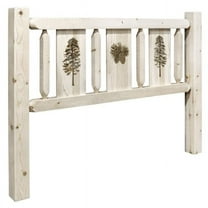 Homestead Collection California King Size Headboard with Laser Engraved Pine Design, Ready to Finish