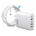 thumbnail image 1 of Cargador USB Tipo C 65W 5 en 1 Adaptador Multi Puerto con Cable USB-C a Lightning Carga Rápida PD 20W, 1 of 8