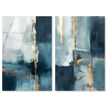 Golden Luxe Glam Set Acrylic Blue Wall Art by Art Remedy, Ready to Hang, 10 x 15
