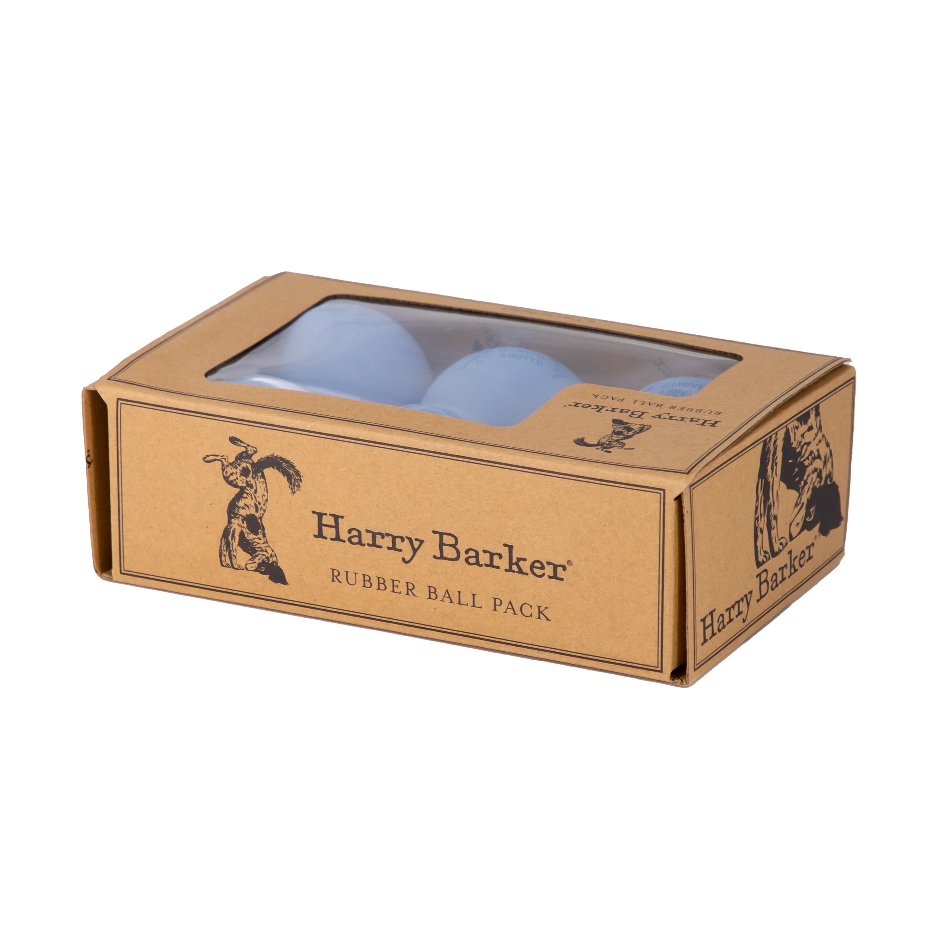Harry Barker 2.5 Inch Durable All-Natural Rubber Dog Ball 6 Pack Set, Blue, Medium