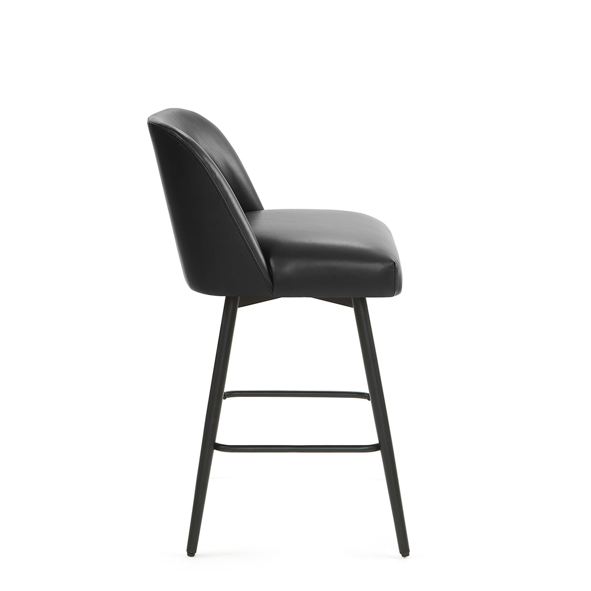 L'AGRATY Modern Bar Stools Set of 4, 26" High-Back Counter Stools, Faux Leather Upholstery, for Kitchen Island, Home Bar, Black