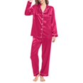 thumbnail image 2 of Povozer Women Pajamas Set Short Sleeve Sleepwear Button-Down Shirt with Long Pants Soft Pjs Set Nightwear Lounge Sets(Hot Pink,S), 2 of 6