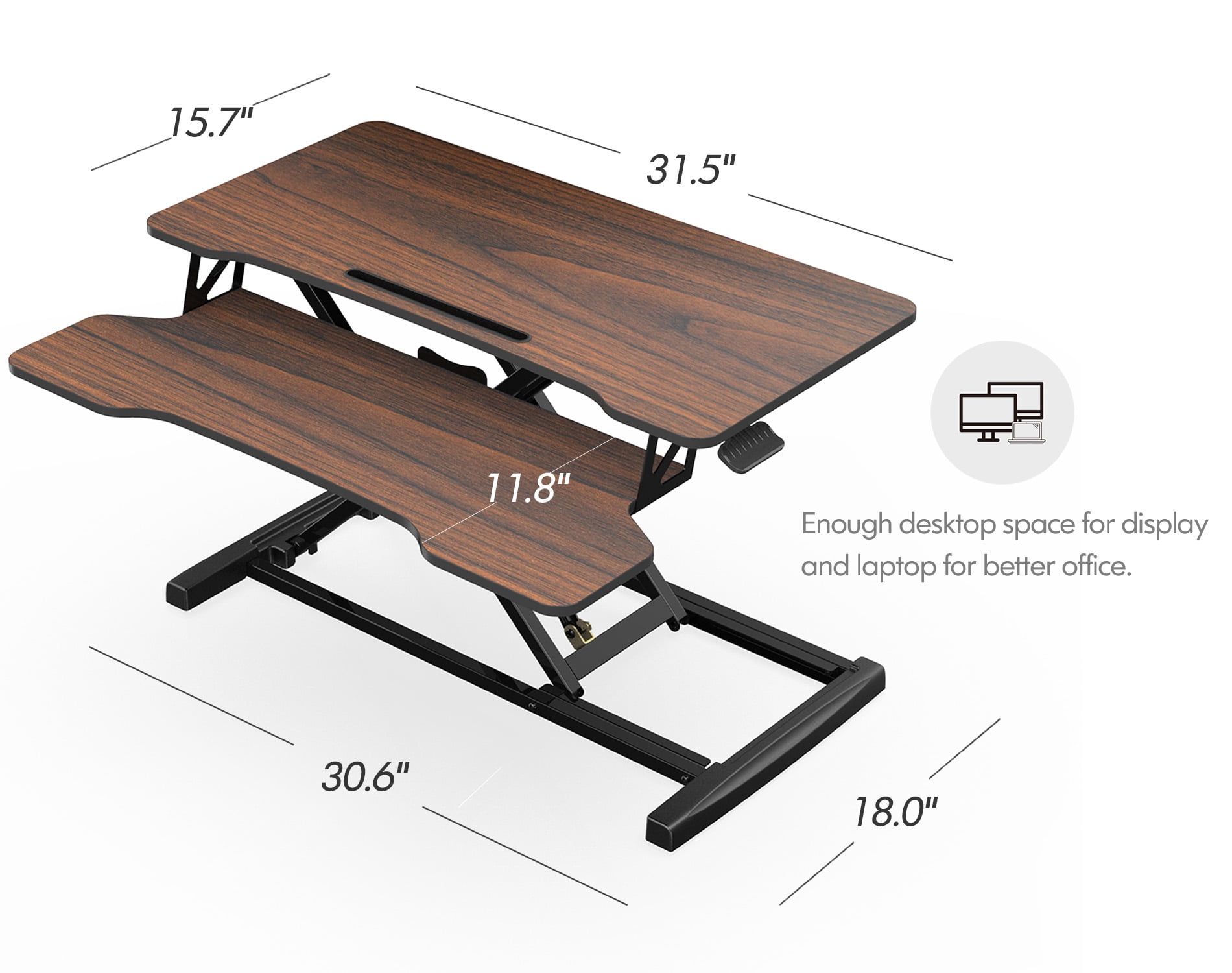 FITUEYES Standing Desk Converter 32inch Stand Up Desk Tabletop Workstation for Dual Monitor Riser SD308002WE-T