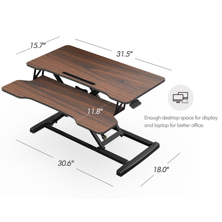 FITUEYES Standing Desk Converter, 32" Dual Monitor, Brown photo 2