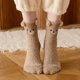 thumbnail image 4 of Calcetines de terciopelo coral de otoño e invierno para mujer, calcetines para dormir sin pelusa, calcetines de piso de oso de dibujos animados bordados de terciopelo medio cálido y grueso, 4 of 6