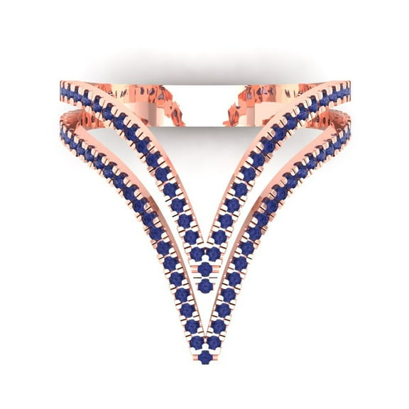 0.525 ctw Statement Anniversary Ring for Women | Round Cut Simulated Tanzanite | Hyperallergenic Solid 18K Rose Gold