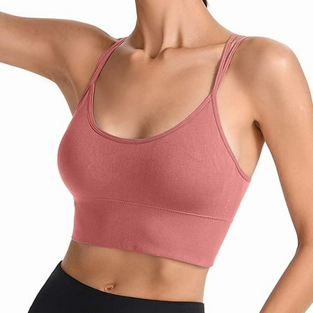 

Qcmgmg Sexy Sports Wireless Bra for Women Strappy Comfort Bras Women s Lightly Yoga Workout Bralette XL