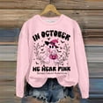 thumbnail image 4 of In October We Wear Pink Halloween Ghost Sweatshirts for Women 2025 Cancer Awareness Sweatshirt Pullover Tops, 4 of 5