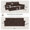 thumbnail image 6 of 65'' Sofa,2-Seater Sofa Couch,Foam Pocket Spring Hybrid Modern Loveseat Sofa,Upholstered LoveSeat Couch for Livingroom,Bedroom, Apartment, Home Office,Small Space, Tool-Free Assembly, Brown, 6 of 7