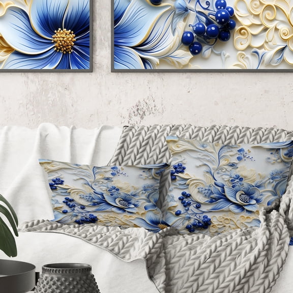 Designart "Alluring Nautical Paisleys V" Paisley Printed Throw Pillow