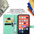 thumbnail image 6 of iPhone 12/12 Pro Wallet Case 6.1", Mandala Premium PU Leather Flip Stand Protective Cover with Card Slots Secure Magnetic, Green, 6 of 6