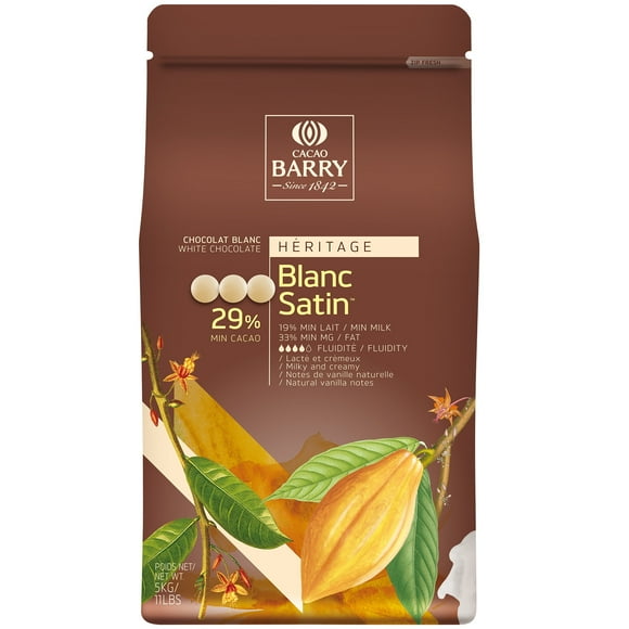 Cacao Barry Heritage Blanc Satin White Chocolate Pistoles 11 lb.