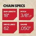 thumbnail image 4 of Oregon 3 Pack of Genuine OEM Replacement Cutting Chains # 91VXL062GX4-3PK, 4 of 7
