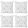 thumbnail image 1 of Ambesonne Cartoon Throw Pillow Cover 4 Pack, Doodle Solar System Space, 24", White Black, 1 of 2