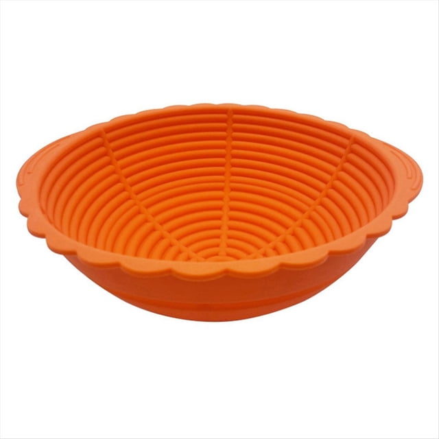 Cesta para Prueba de Pan, Pan Redondo de Silicona, Cesta Plegable para Hornear Masa Fermentada, para Prueba Impermeables, Naranja
