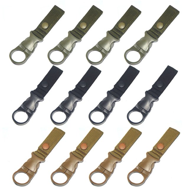 Mosiee 12 Pcs Water Bottle Clip Nylon Webbing Backpack Water Bottle Hanger 3 Colors