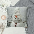 thumbnail image 2 of Throw Pillow Covers White Smiling Snowman Square Pillowcases for Home Decor Sofa Car Bedroom Winter Falling Snowflakes Creative Design Pillow Cases, 2 of 5