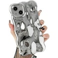 thumbnail image 2 of for iPhone 15 Plus Case,Bling Glitter Cute Curly Wavy Design Laser 3D Stone Pattern Shockproof Camera Lens Protection Compatible for iPhone Case for iPhone 15 Plus 6.7",Plated Silver, 2 of 15