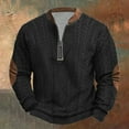 thumbnail image 2 of ZCFZJW Mens Casual Zip up Henley Sweater Tops Trendy Oversized Solid Color Twist Cable Knit Long Sleeve Pullovers Lightweight Comfy Polo Shirts Black XXXXXL, 2 of 3