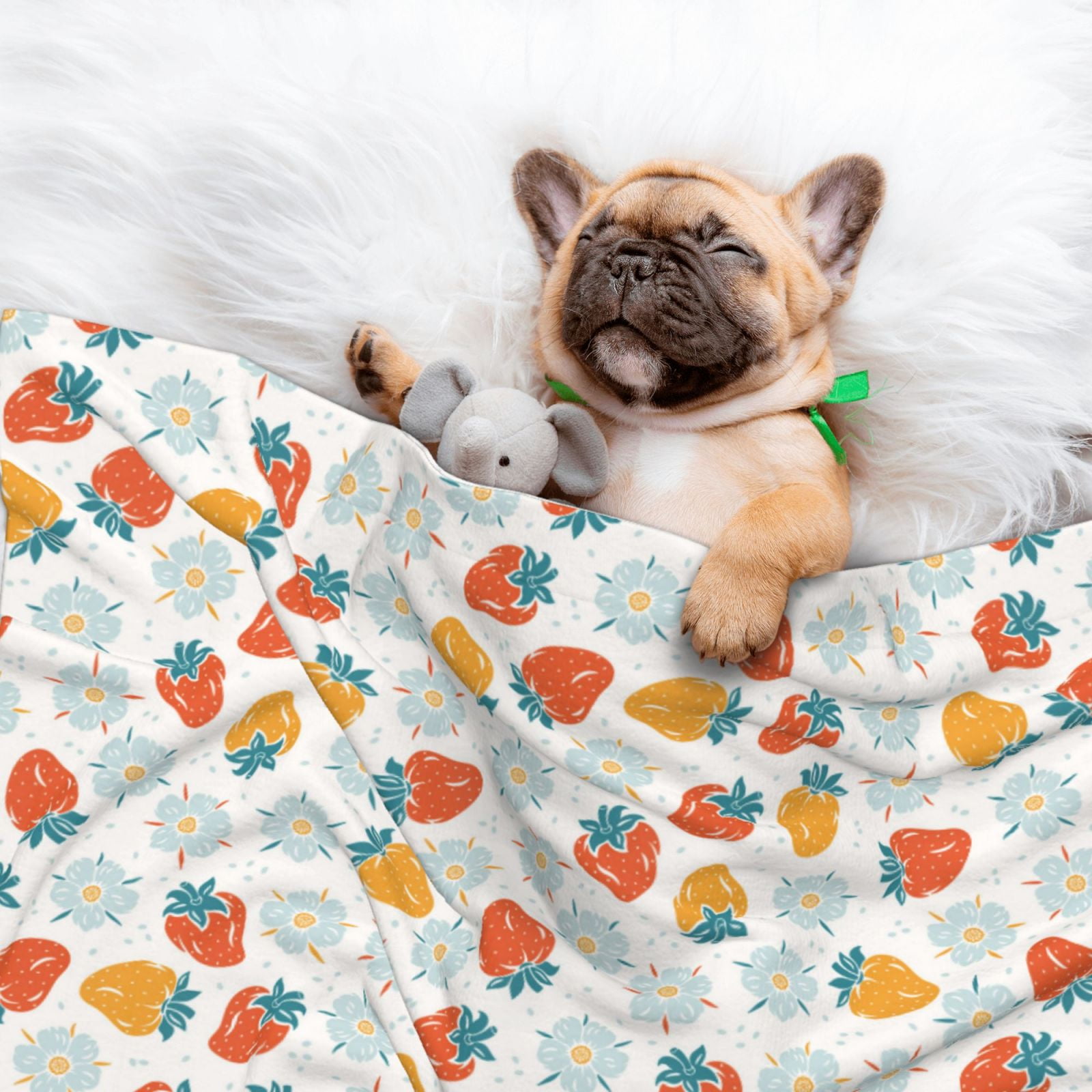 Naloa Floral Strawberr Dog Blanket, 3 Sizes Cat Blanket for Indoor Cats Large Medium Small Dog Gifts-Small