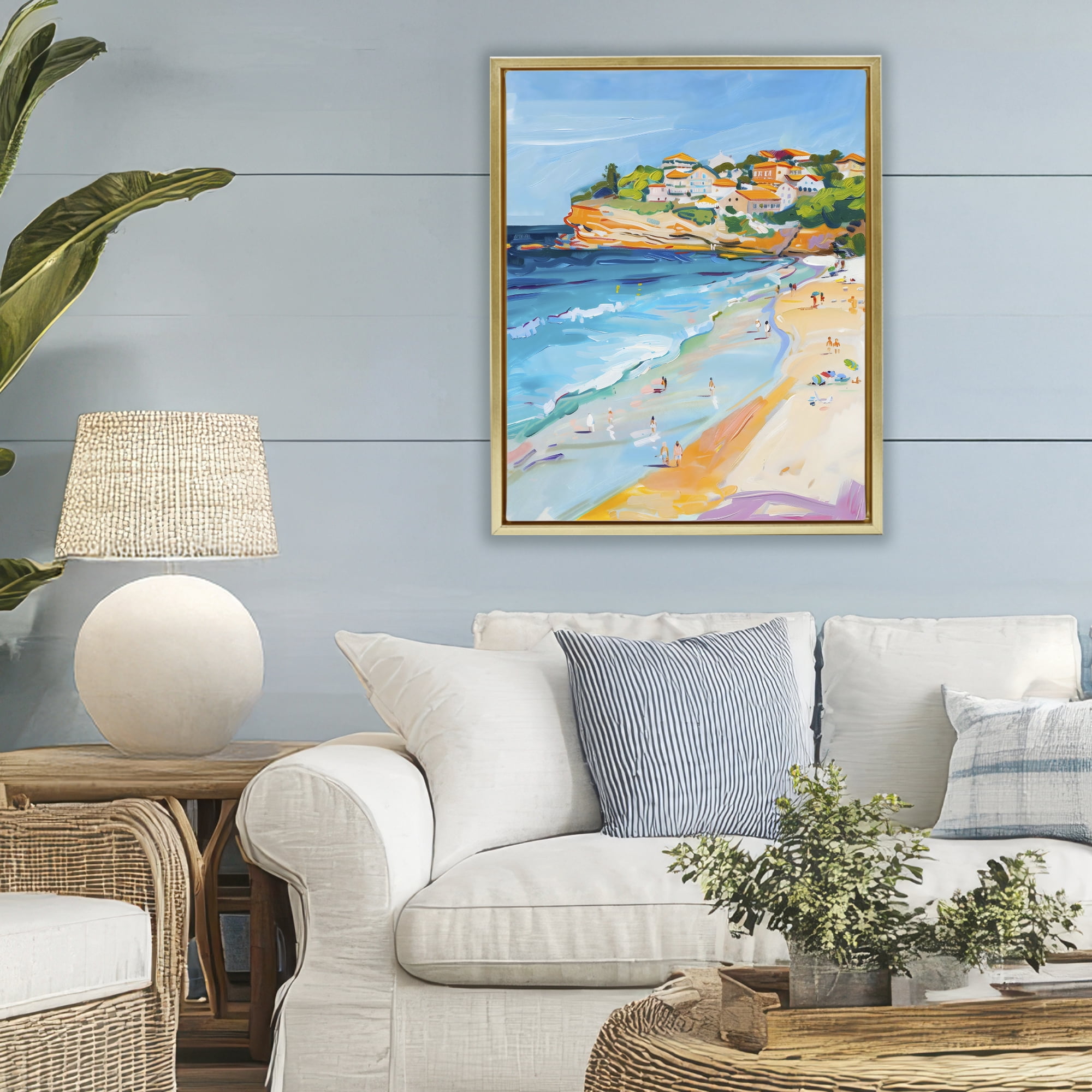 Stupell Industries Bondi Beach Cove Gold Framed Floater Canvas Wall Art, design by The Prints Vibe