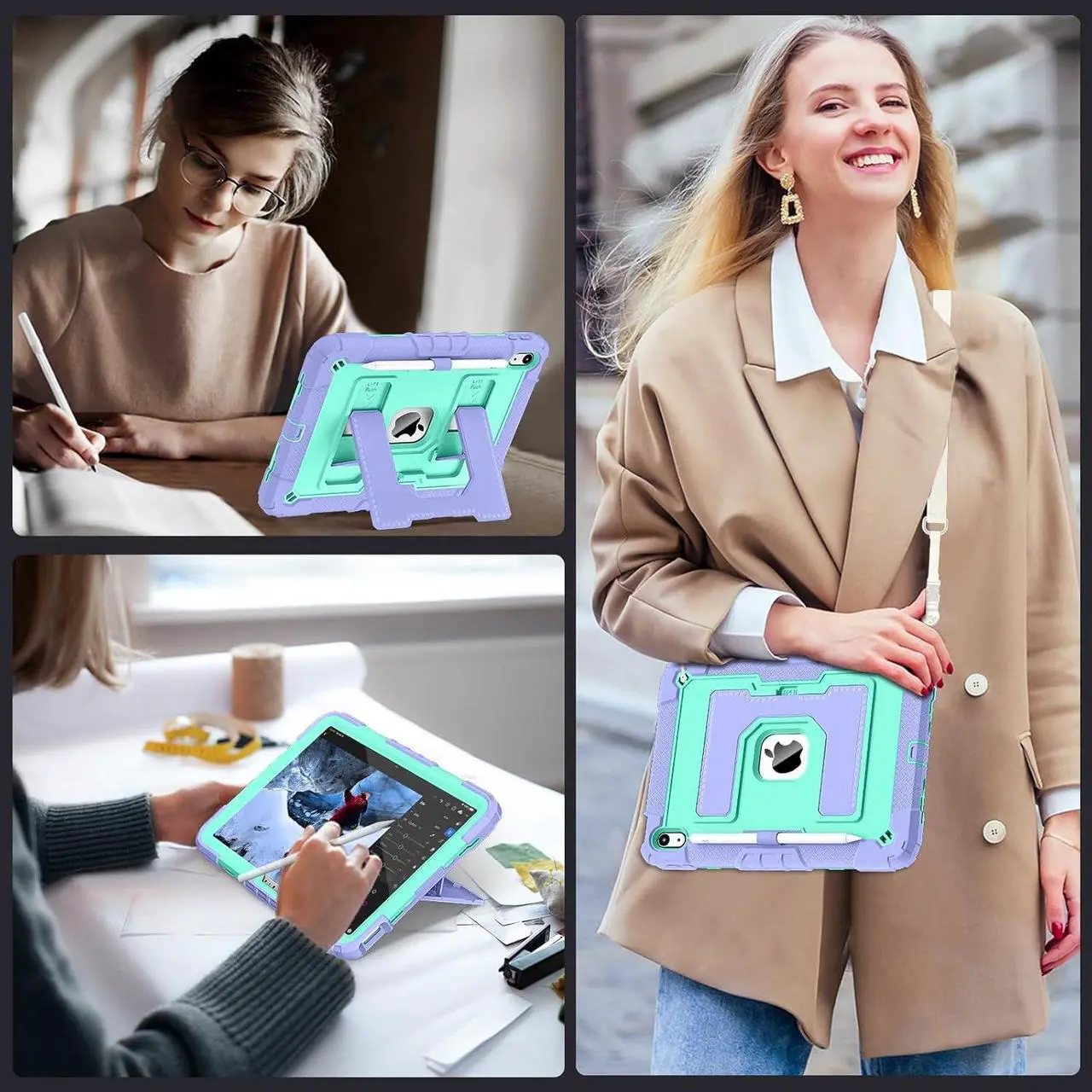 Case for iPad (A16) 11th Generation 11 Inch 2025, iPad 10th Generation 10.9 Inch 2022, Fully-Body Rugged Shockproof Protective Cover with Kickstand Pencil Holder Shoulder Strap